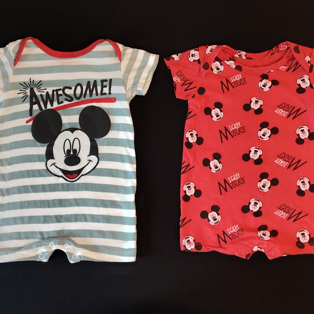 Disney Baby Mickey Mouse Infant Romper Set - Red and Blue